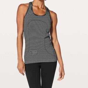 Lululemon Swifty Tech black & White Stripe Racerback Size 8 Mesh   Seamless Cons